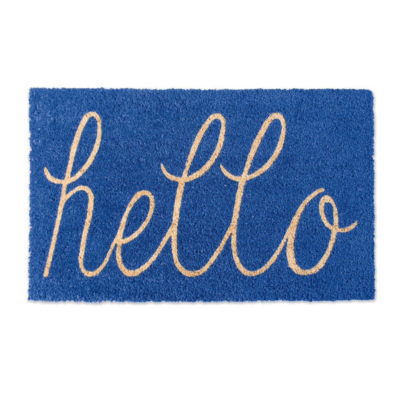 Contemporary Home Living 18&#x22; x 30&#x22; Blue and Yellow Durable and Non-Slip Doormat with &#x22;Blue Hello&#x22; Design